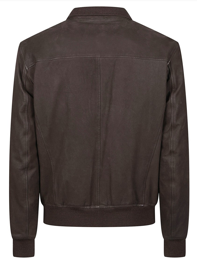 Stewart Jeff Destroy Brown Smooth Leather Bomber Jacket
