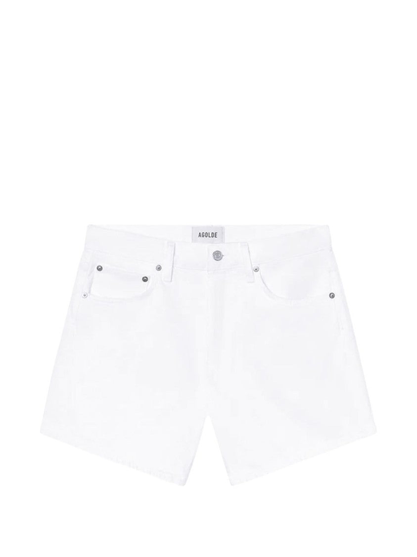 Agolde Classic White Denim Shorts With Minimalist Design
