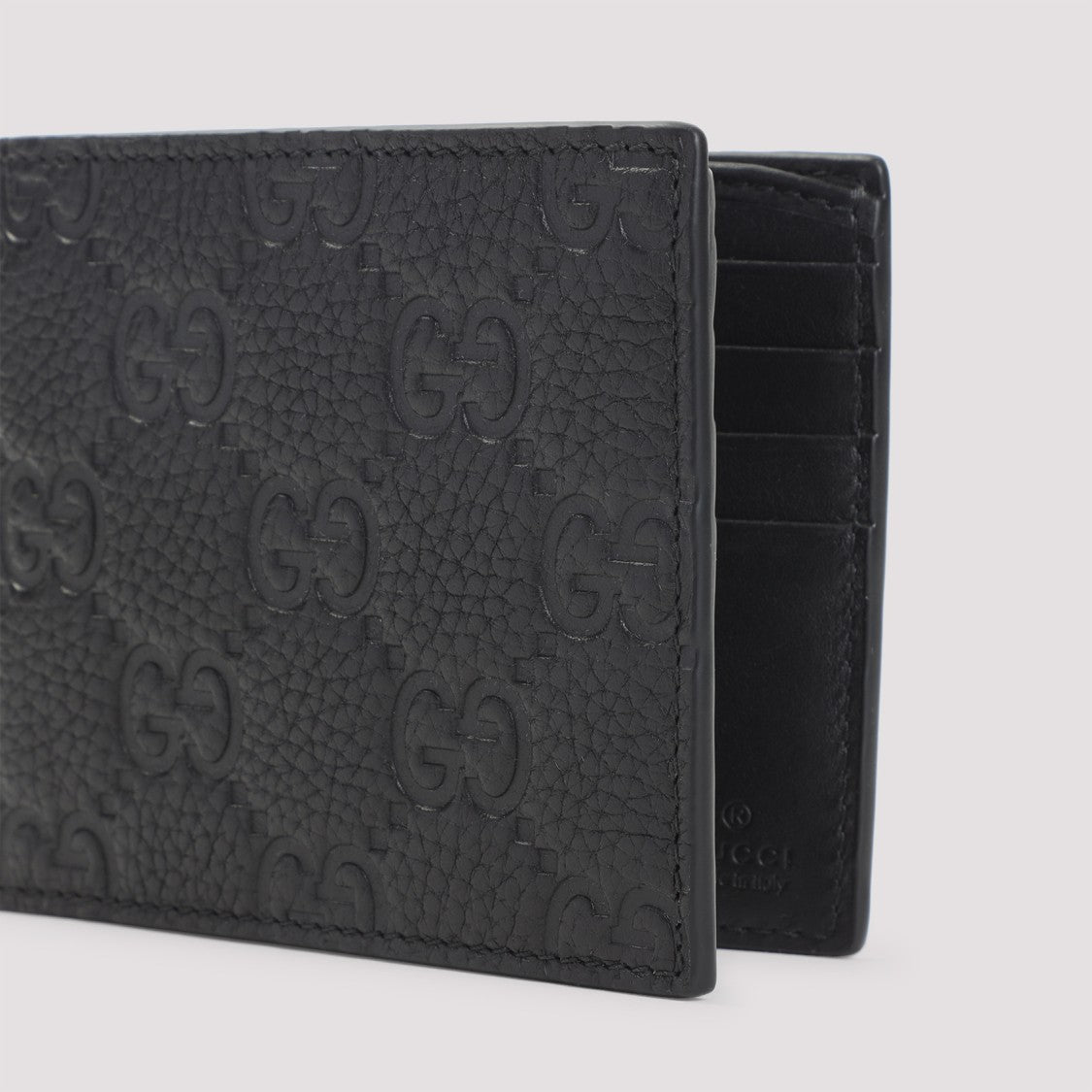 Gucci Imprint Black Calfskin Wallet With Gg Pattern