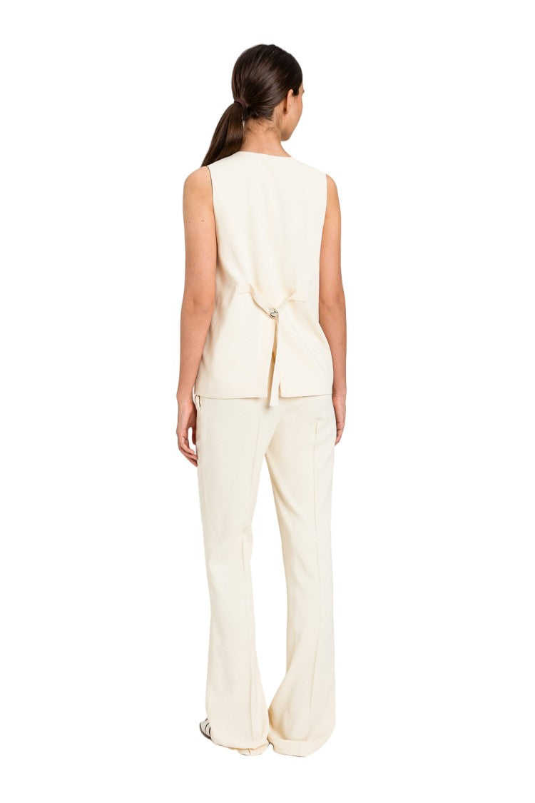 Twin-Set Sleeveless Tailored Deep V-Neck Back-Tie Gilet