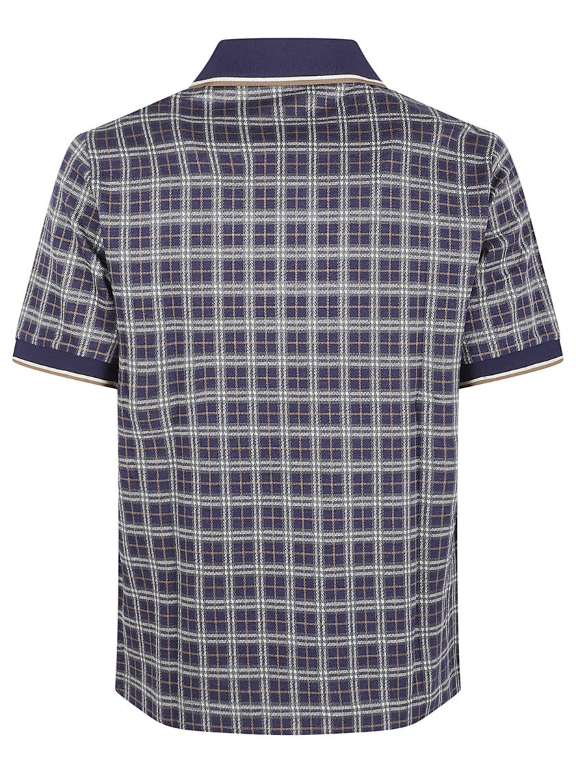 Burberry Checkered Polo Top With 3-Button Closure