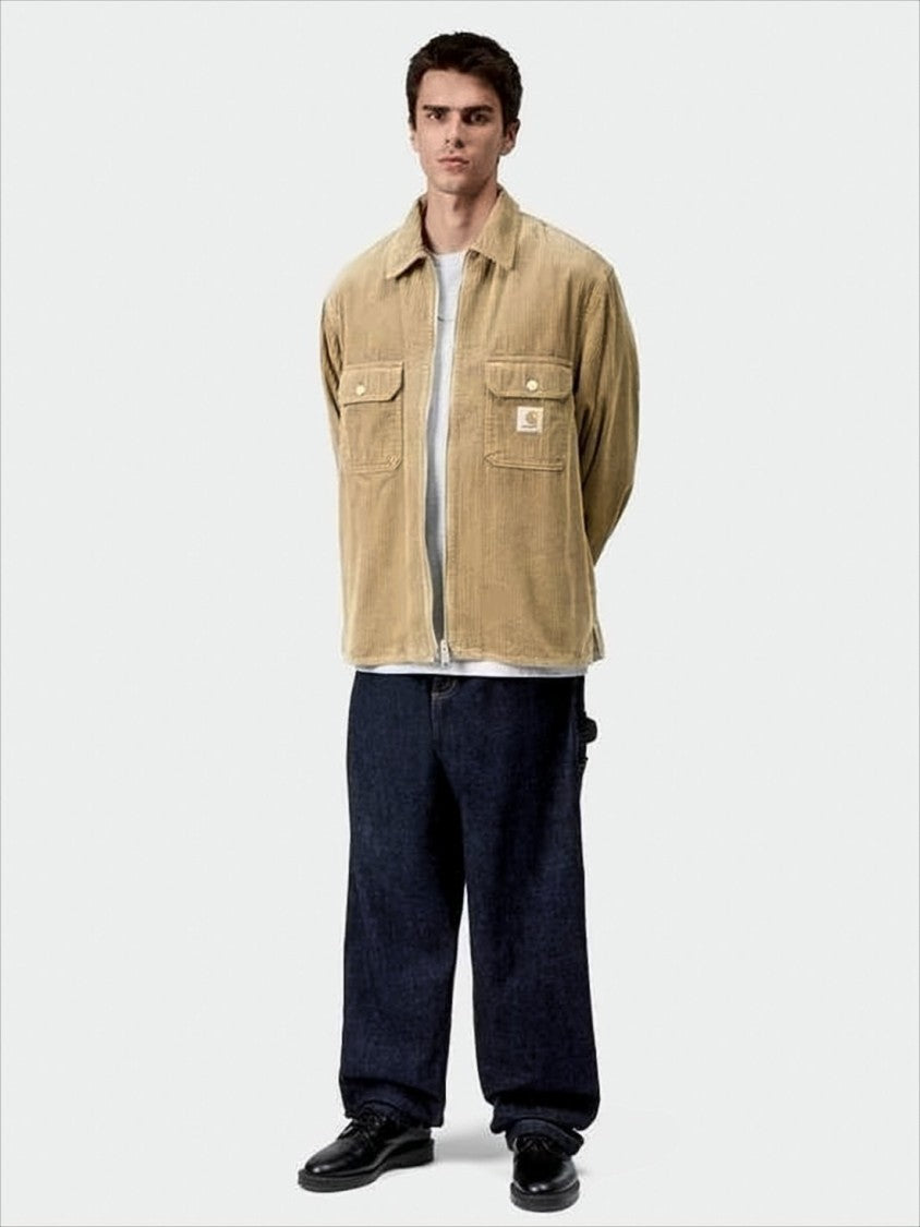 Carhartt Wip Brown Corduroy Jacket With Front Zipper Closure