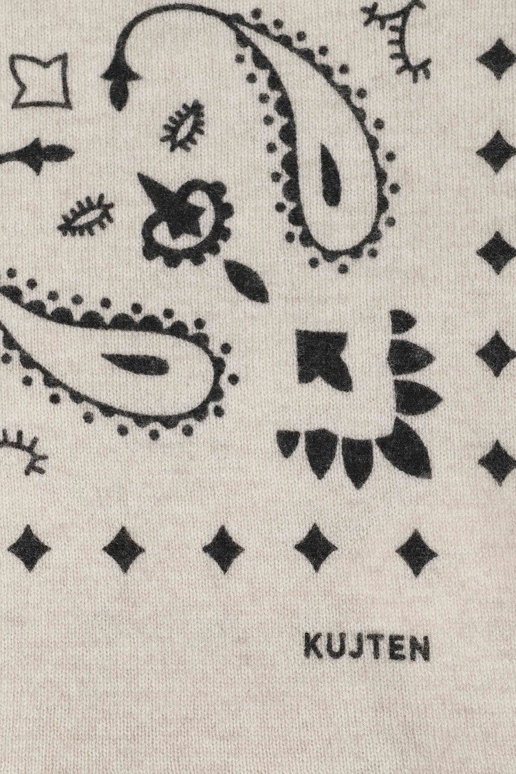 Kujiten Fringed Cashmere Scarf With Bandana Pattern