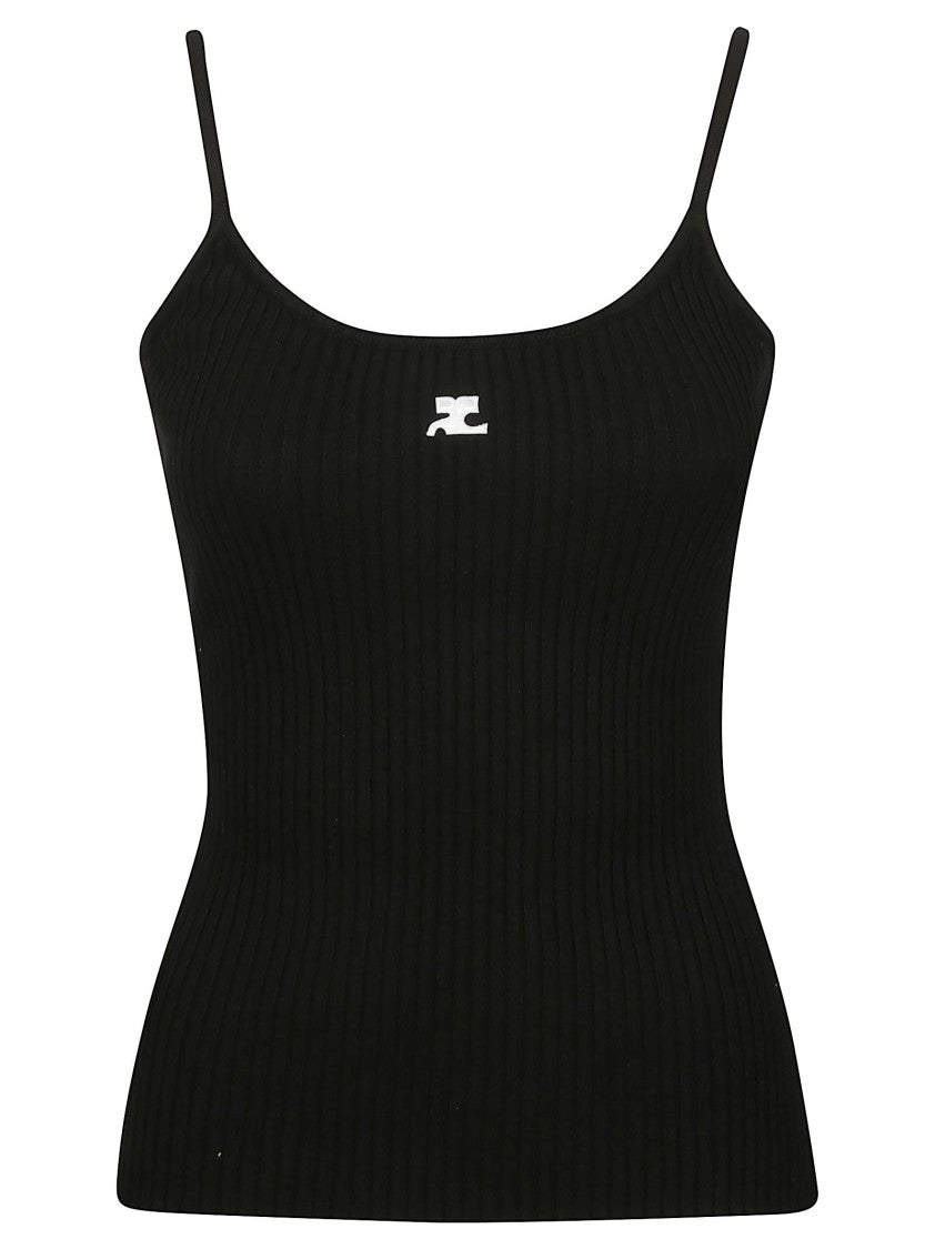 Courrèges Reedition Fitted Ribbed Viscose Tank Top
