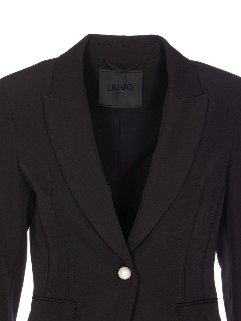 Liu Jo Structured Pearl-Button Blazer With Flap Pockets