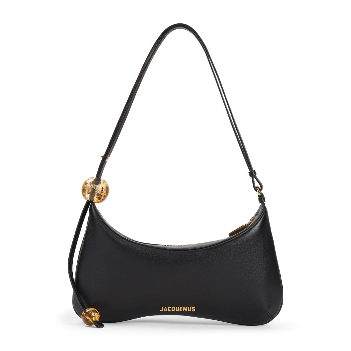 Jacquemus Curved Black Lamb Leather Handbag