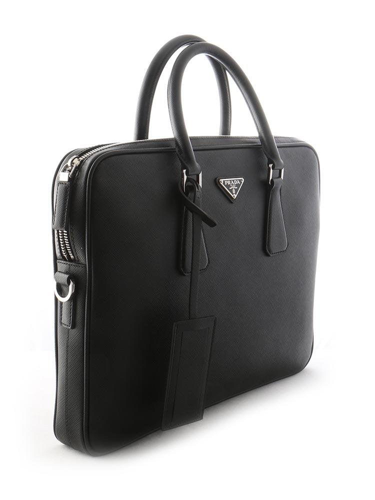 Prada Rectangular Black Leather Tote Bag