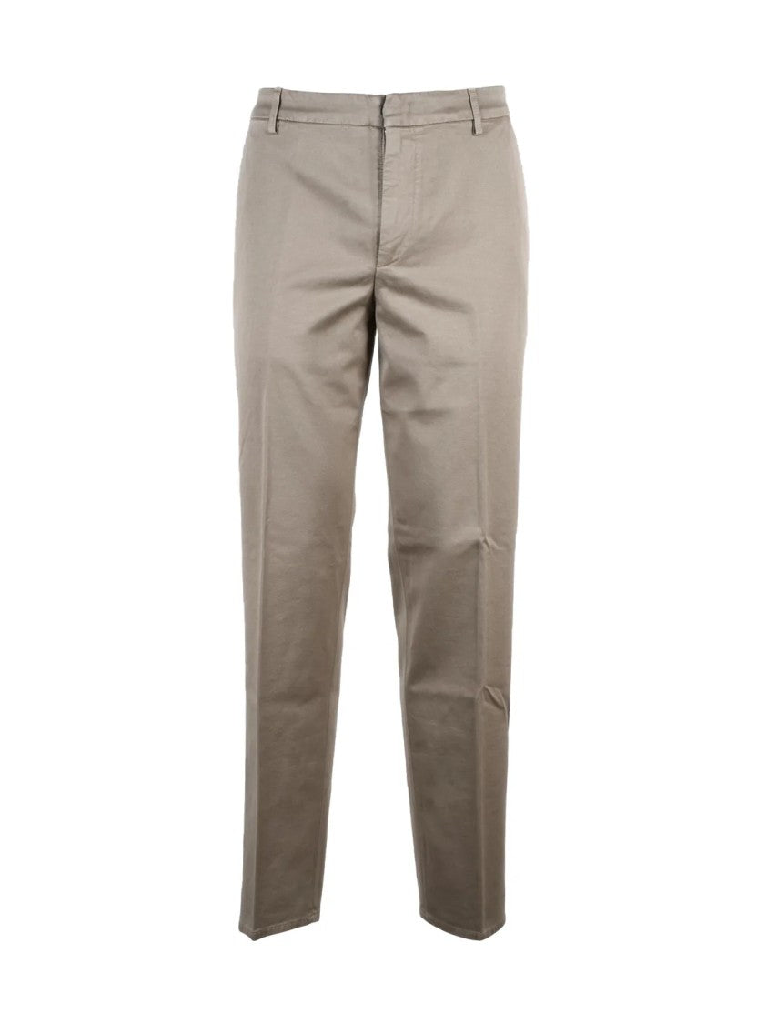 Dondup Turquoise James Straight-Leg Cotton-Linen Blend Trousers