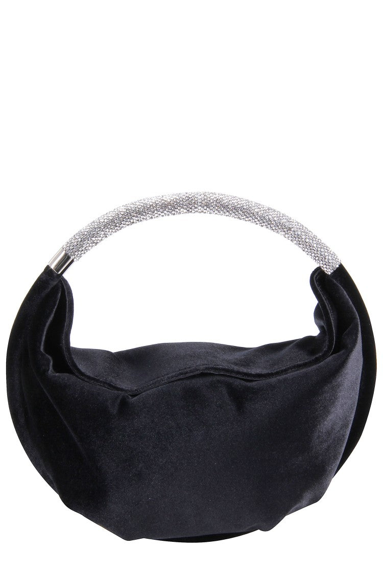 Twenty Fourhaitch Crescent-Shaped Shoulder Bag With Rigid Textured Handle