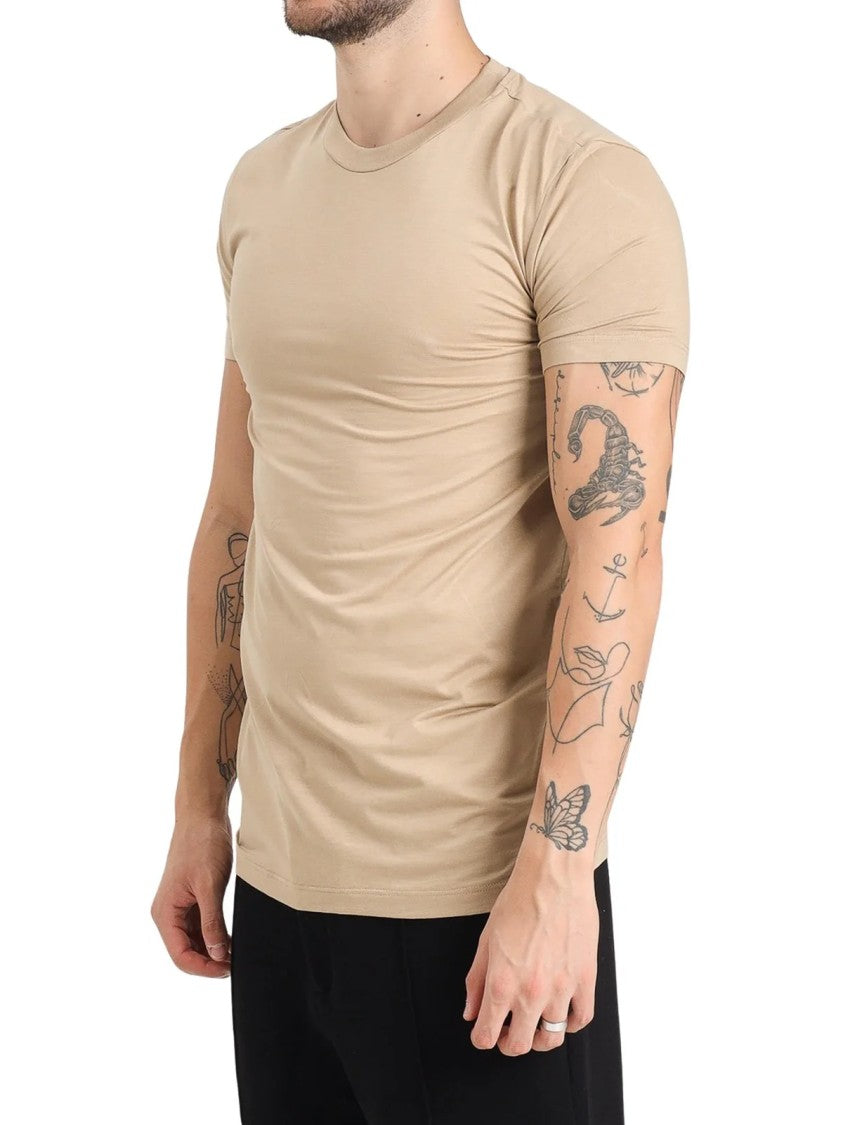 Dsquared2 Beige Fitted Modal-Blend T-Shirt
