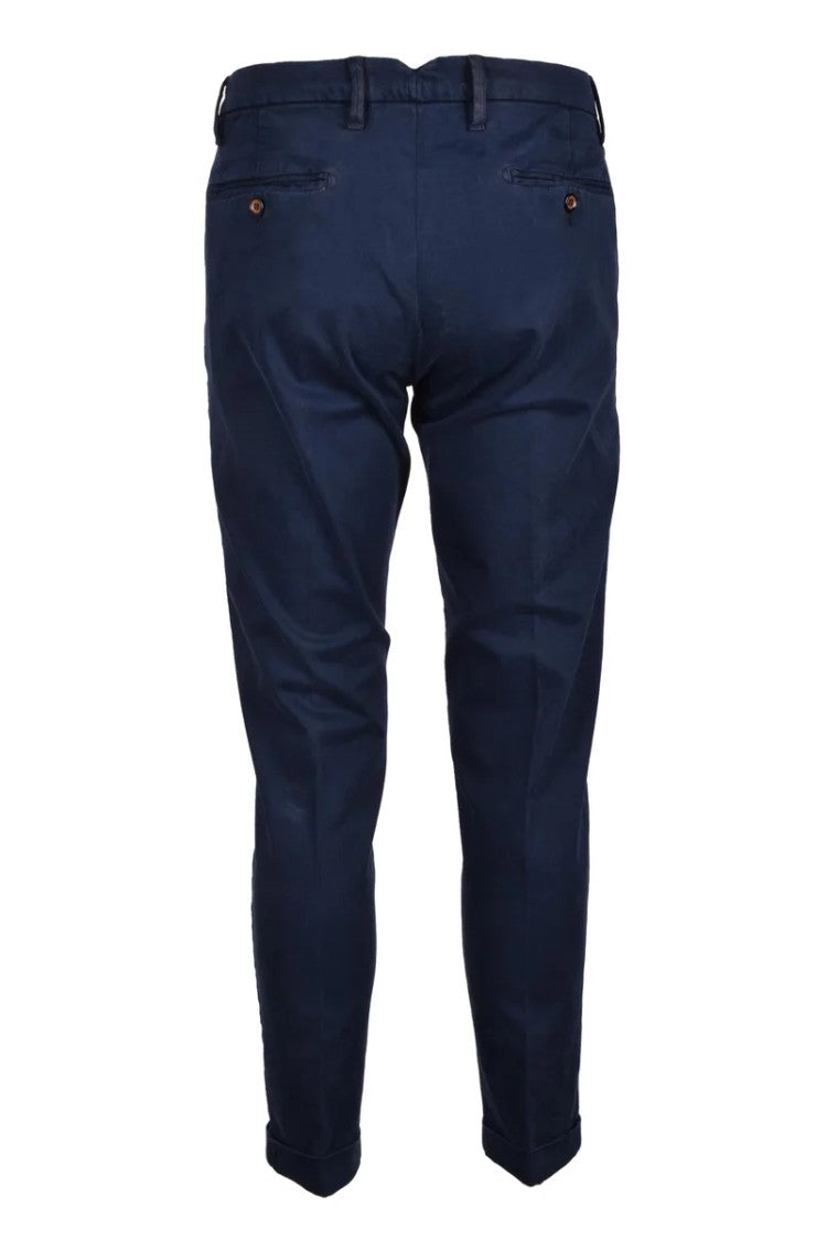 Laboratori Italiani Slim-Fit Blue Trousers With Tapered Leg And Subtle Sheen