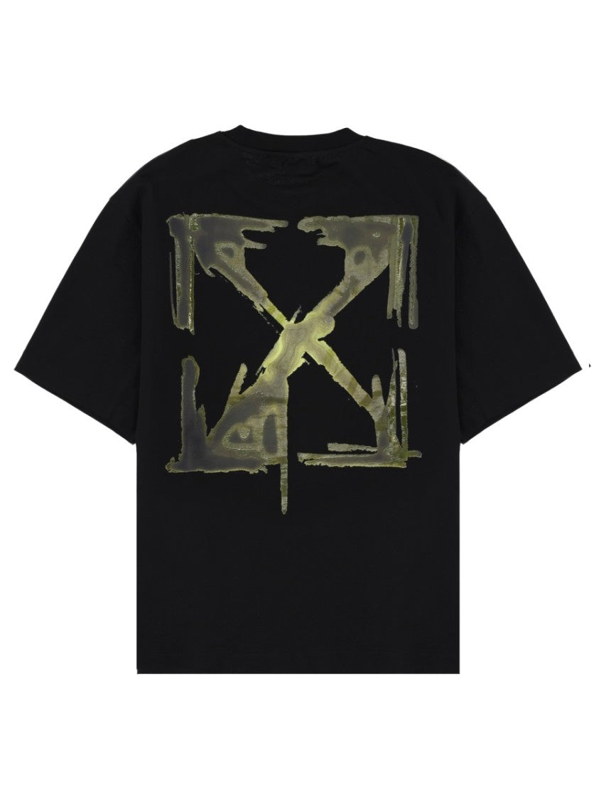 Off-White Abstract Graphic Cotton Crewneck T-Shirt