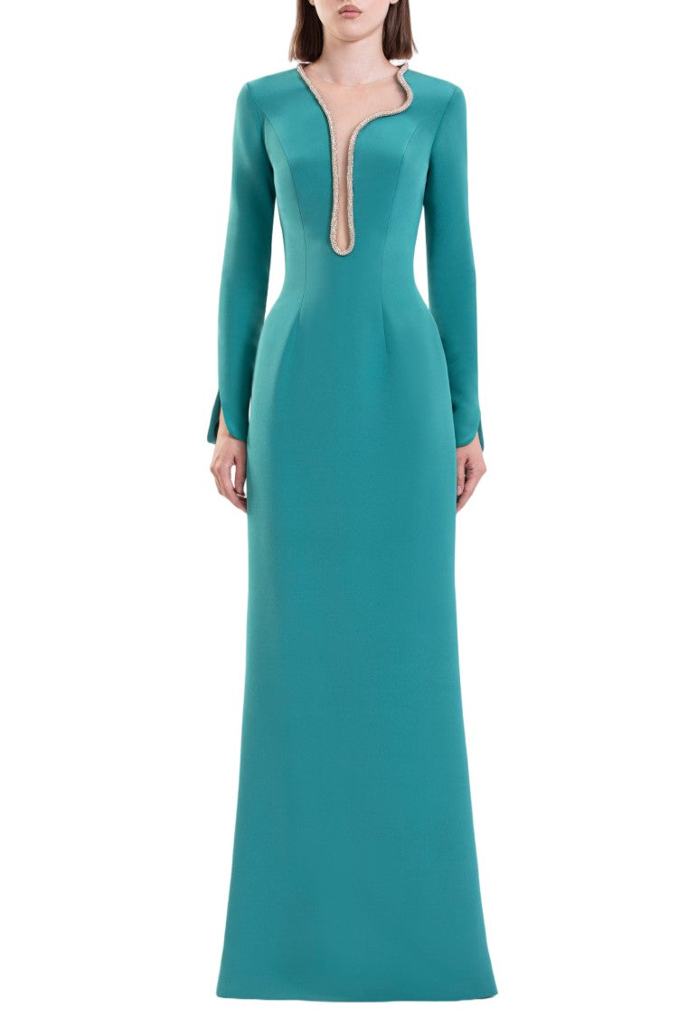 Saiid Kobeisy Long Dress With Crystal Embellishment