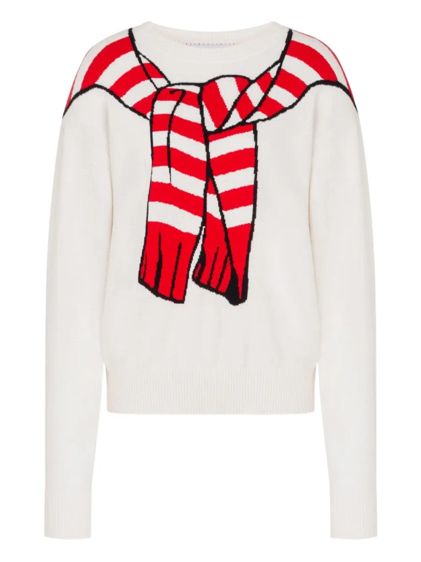 Moschino Playful Striped Knit Sweater With Graphic Accents