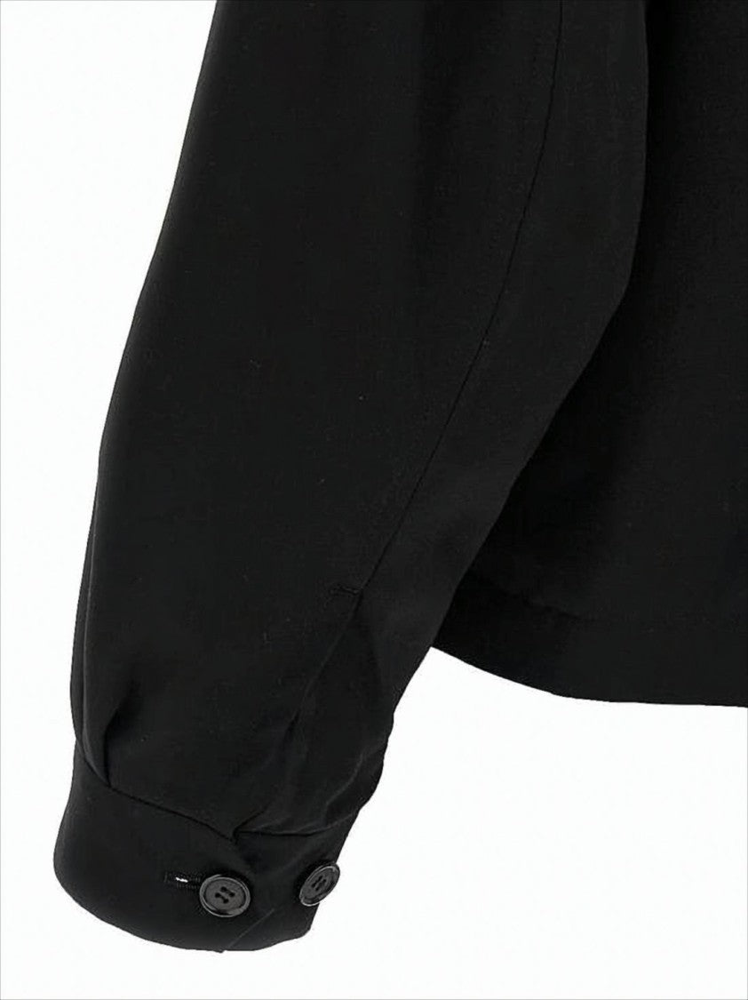 Undercover Cropped Black Bomber Jacket With Classic Collar