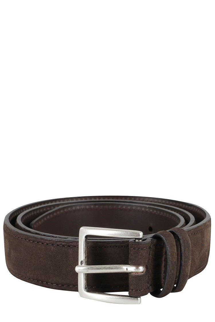 Orciani Suede Leather Belt With Metallic Buckle