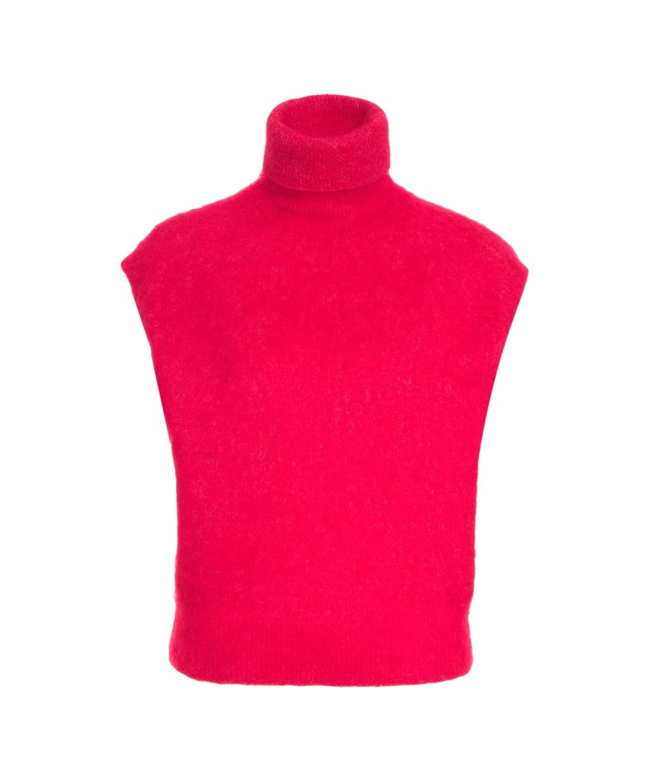 Second Female Sleeveless Knit Gilet With High Collar