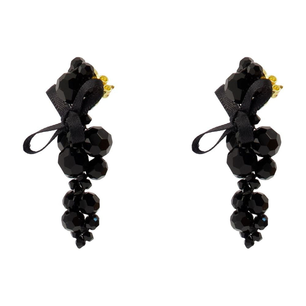 Simone Rocha Petite Bow Earrings - Crystal - Black