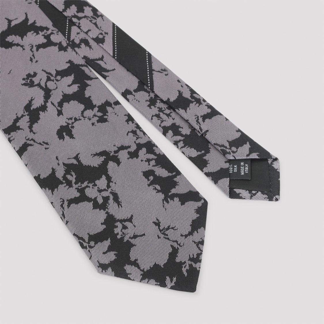 Dries Van Noten Abstract Floral Silk Tie In Neutral Tones