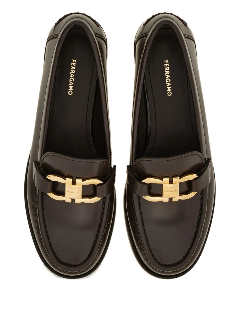 Salvatore Ferragamo Brown Maryan 2 Polished Leather Loafers