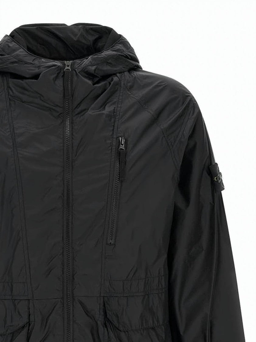 Stone Island Lightweight Black Polyamide Jacket With Adjustable Features
