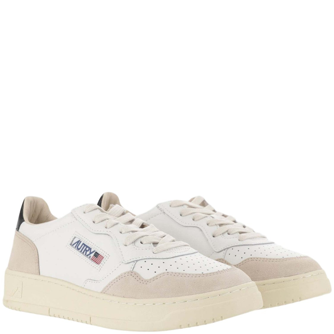 Autry White Black Medalist Low Leather Suede Sneakers
