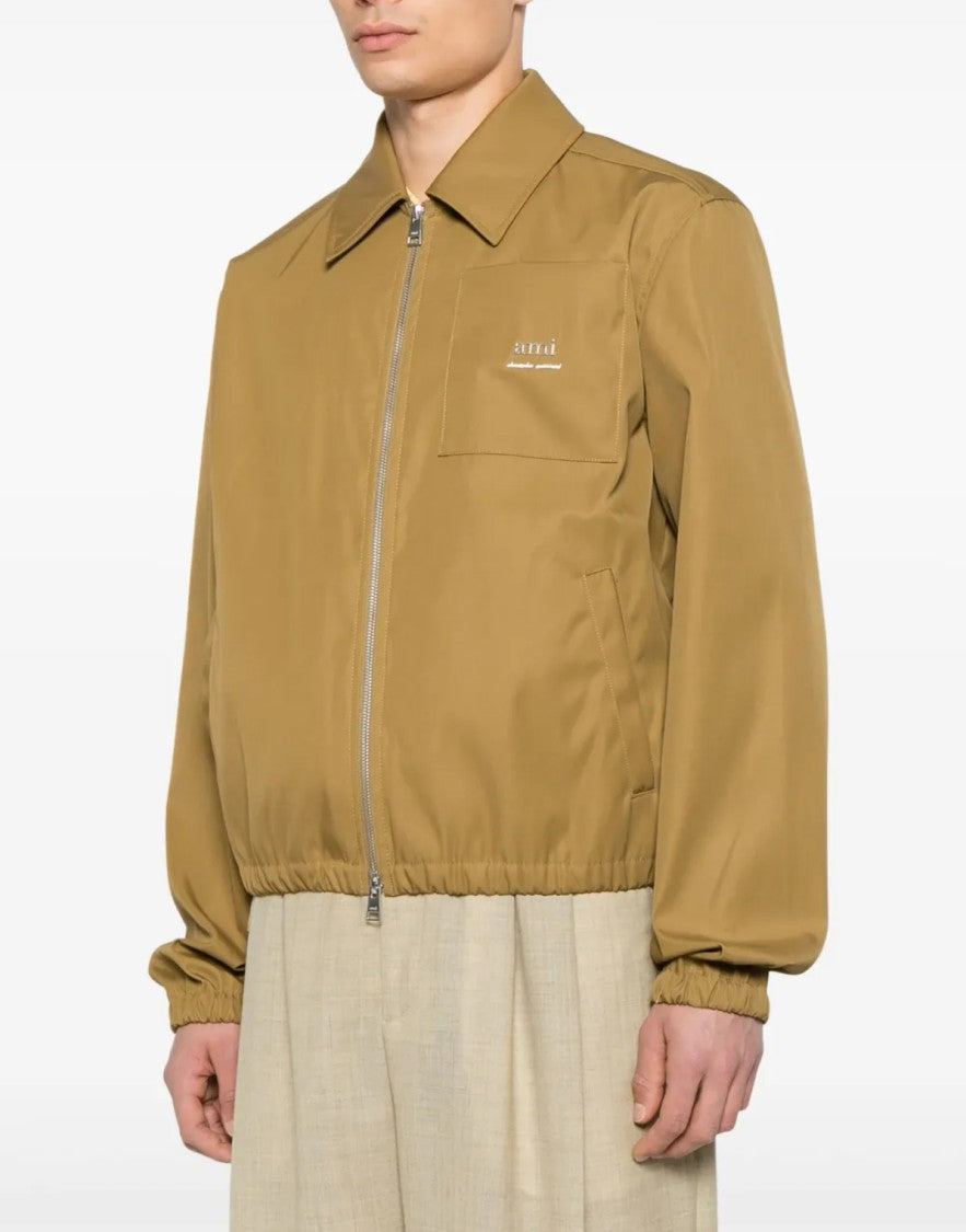 Ami Paris Logo Plaque Twill Bomber Jacket
