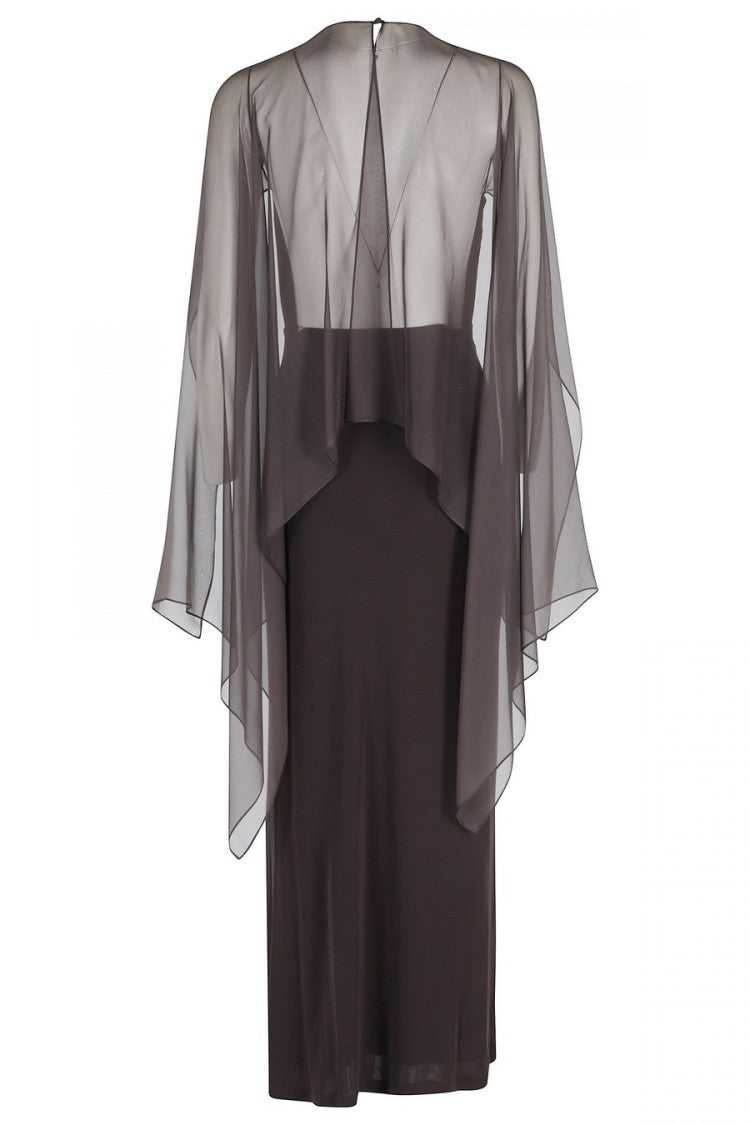 Alberta Ferretti Brown Crepe Midi Dress