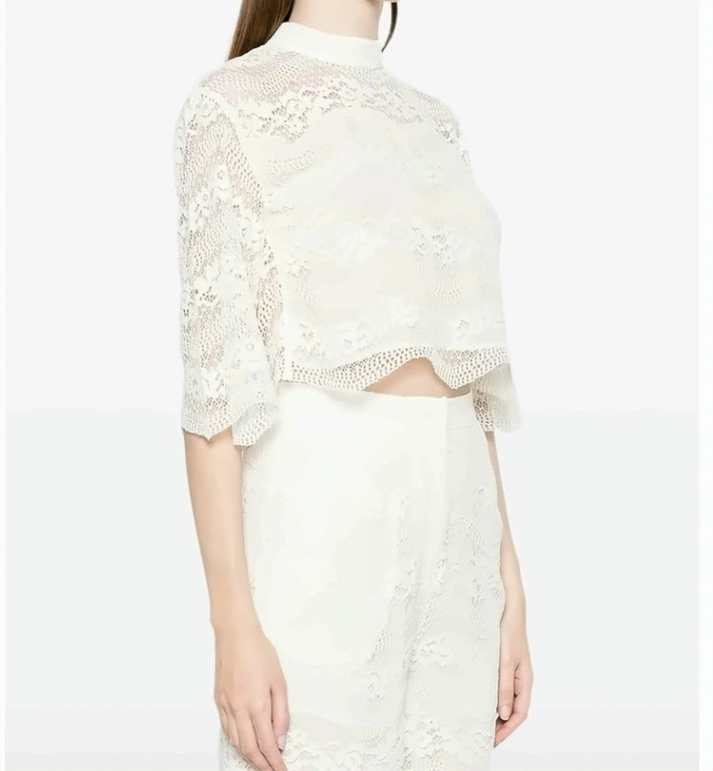 Twin-Set Macramé Lace Pencil Collar Blouse