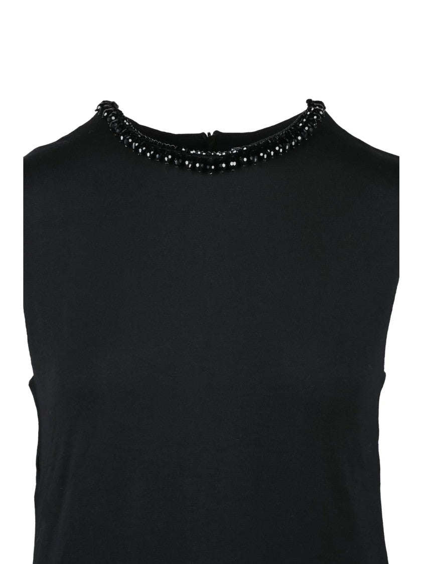 Douuod Black Sleeveless Viscose-Blend Tank Top
