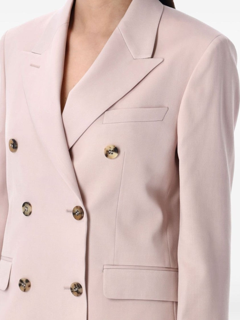 Golden Goose Light Pink Double-Breasted Jacket With English Vents