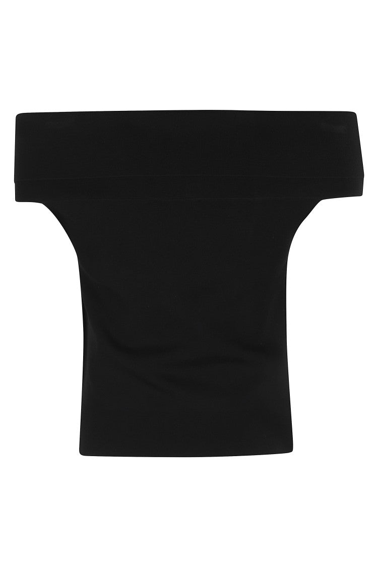 Anine Bing Off-The-Shoulder Black Francis Top With Short Sleeves