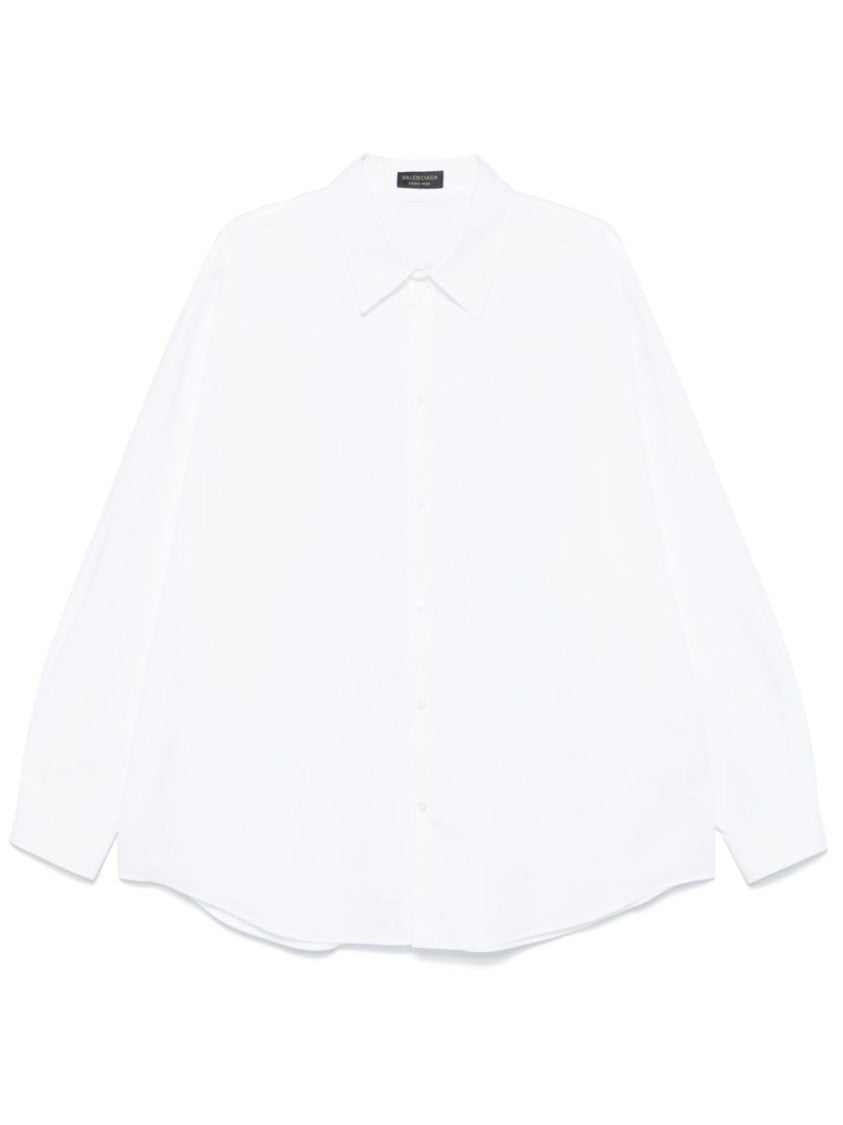 Balenciaga Logo-Embroidered White Relaxed-Fit Shirt
