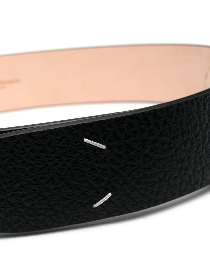 Maison Margiela Textured Calf Leather Belt With Design
