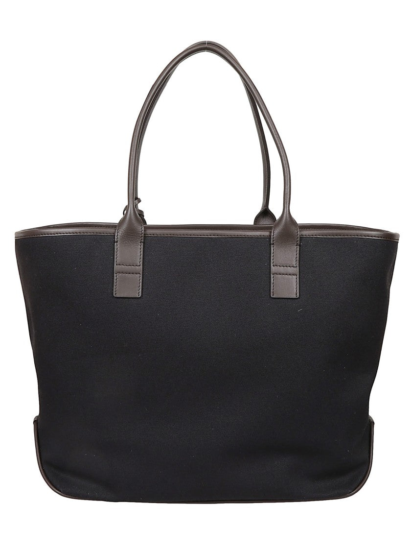Hogan Spacious Black Fabric Tote Bag