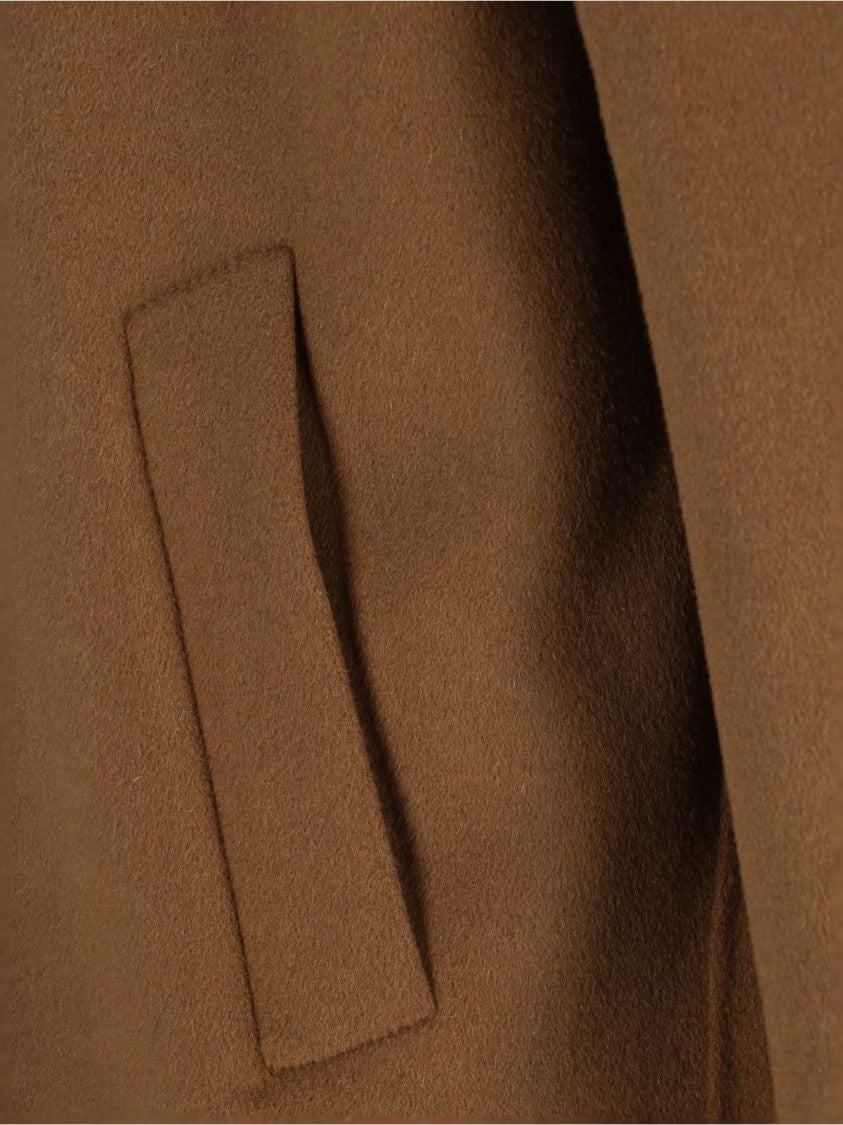 The Frankie Shop Double-Breasted Wool Blend Coat With Classic Lapel