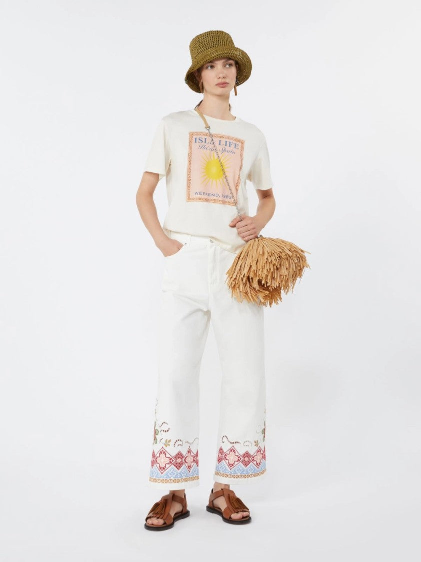 Max Mara Wide-Leg Pants With Intricate Embroidery And Classic Design