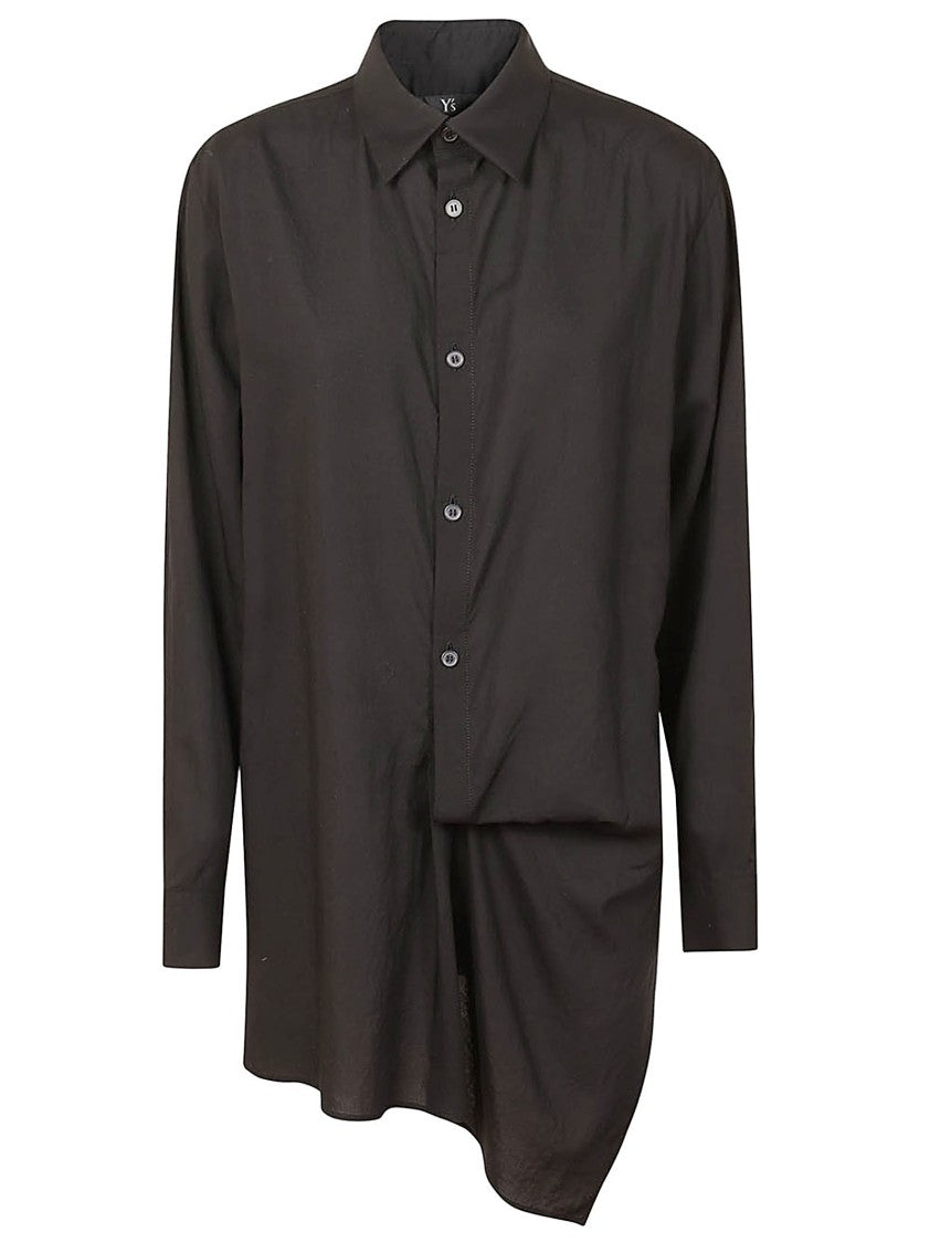 Yohji Yamamoto Hem Black Shirt With Classic Collar