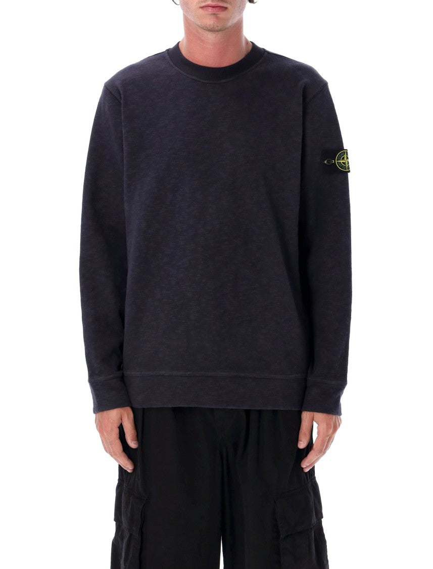 Stone Island Textured Crew Neck Cotton Sweatshirt