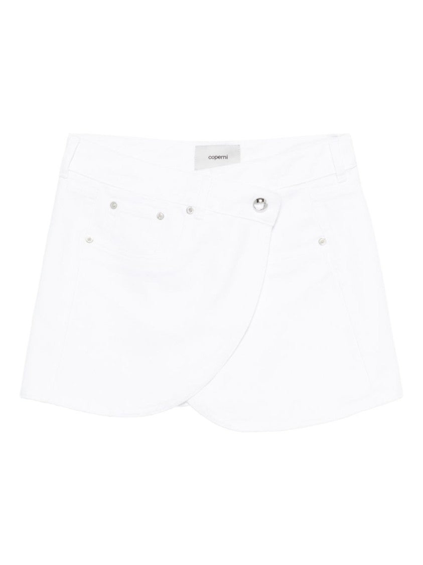 Coperni White Silver Stud Asymmetric Mini Skirt