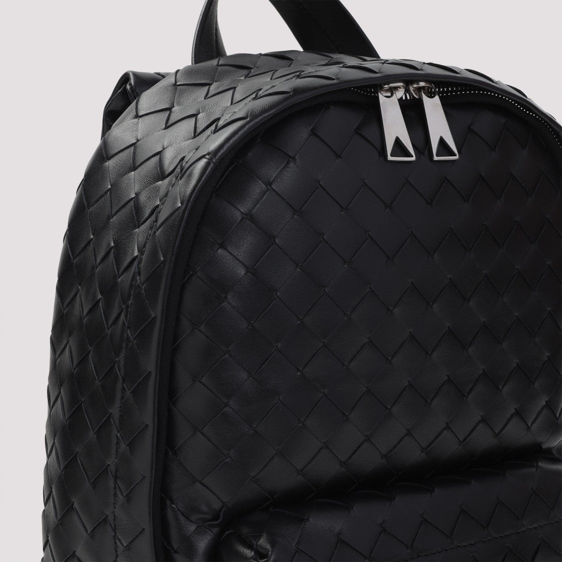 Bottega Veneta Black Leather Intreccio Small Backpack