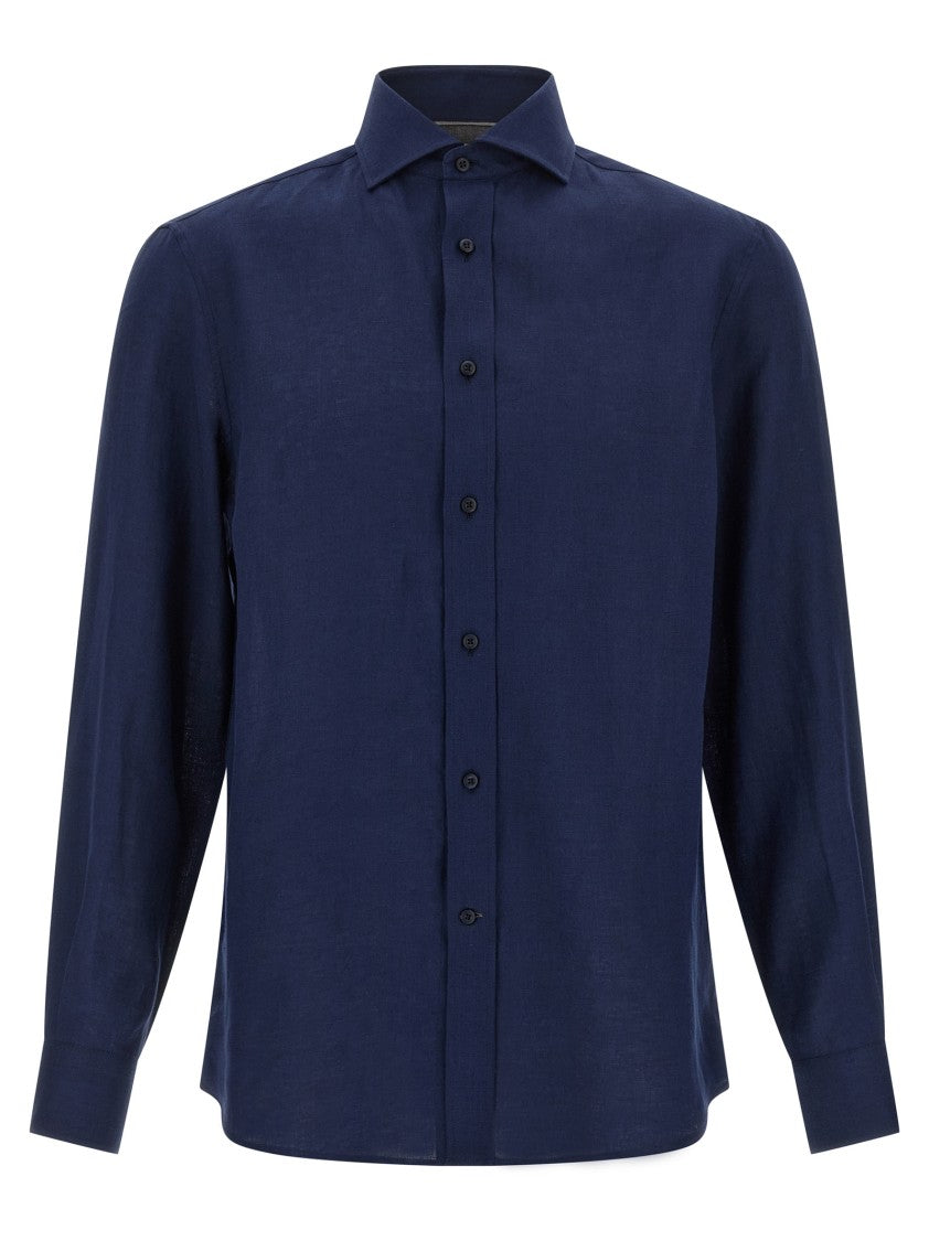 Brunello Cucinelli Tailored Linen Shirt With French Collar