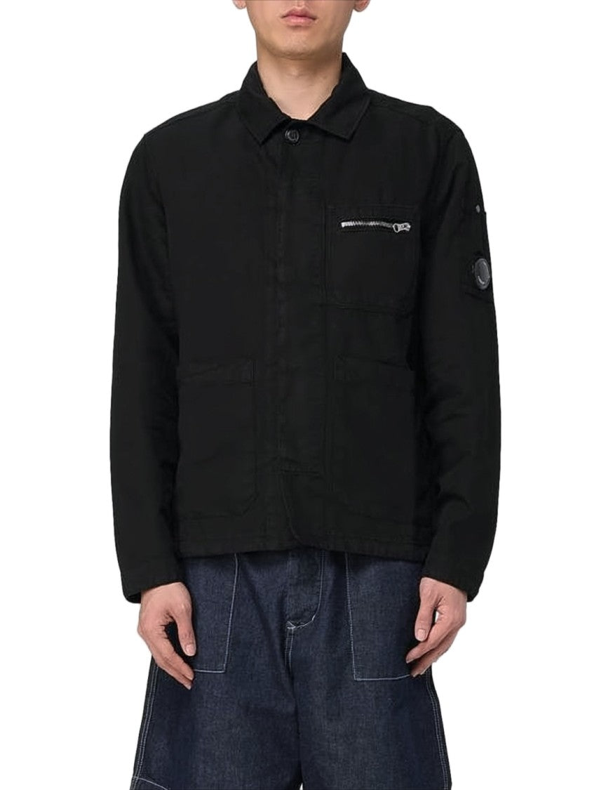 C.P. Company Minimalistic Black Jacket With Classic Collar
