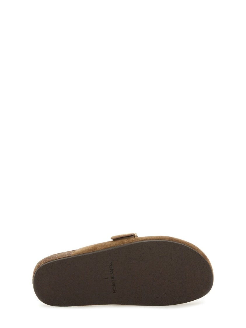Tory Burch Warm Brown Suede Mellow Sandals