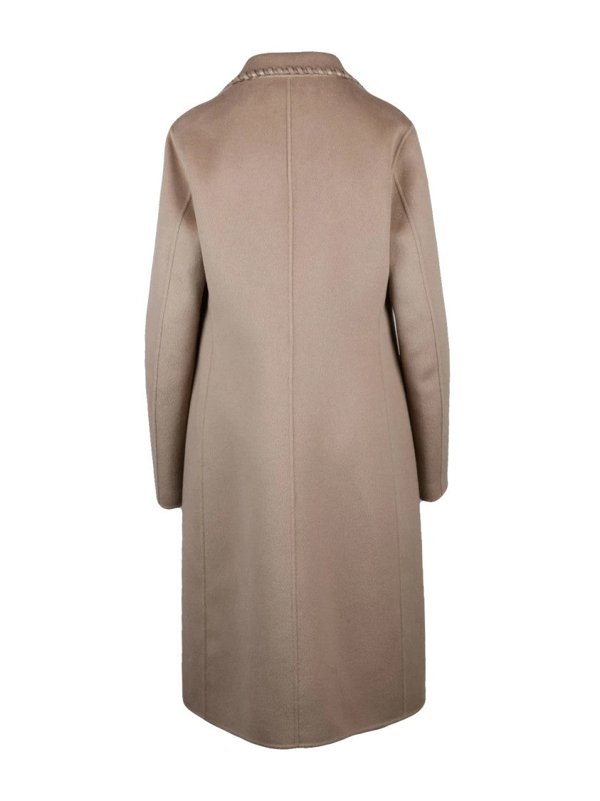 Maliparmi Tailored Wool Long Coat With Whipstitch Detail