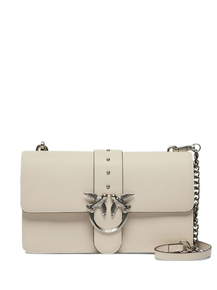 Pinko White Metallic Bird Clasp Shoulder Bag