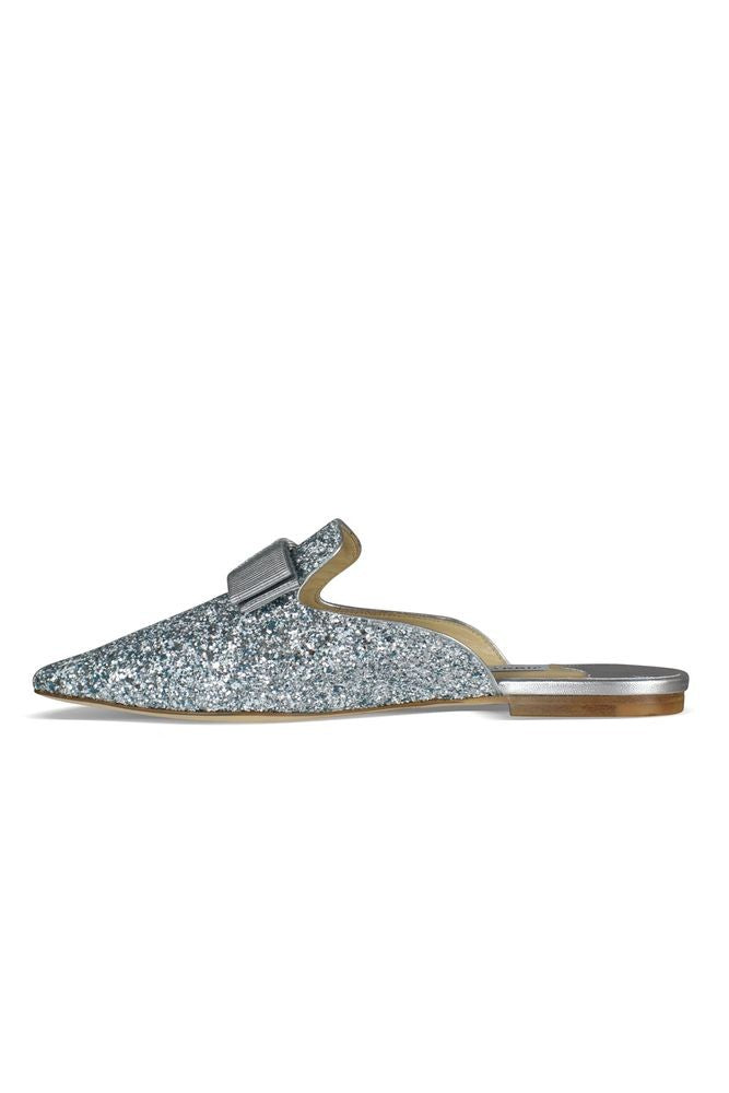 Jimmy Choo Silver Glitter Mules