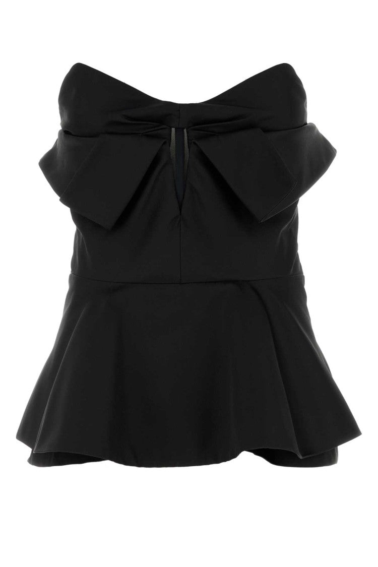 Alexander Mcqueen Black Satin Top