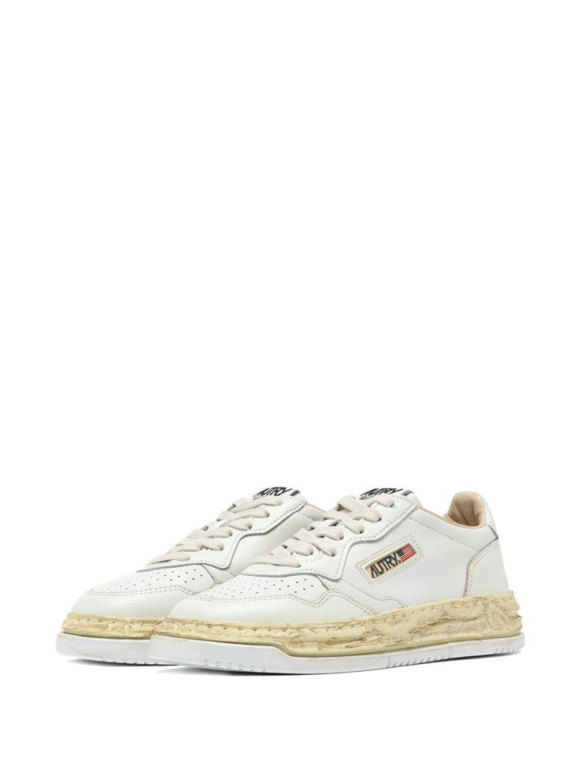Autry X Maison Mihara Yasuhiro Low-Top White Leather Sneakers With Perforated Detailing