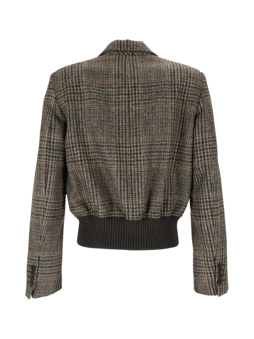 Aspesi Tailored Checkered Cropped Jacket